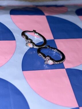 New Disney Opal Crystal Hoop Earrings - Pink & Blue Opal Accents